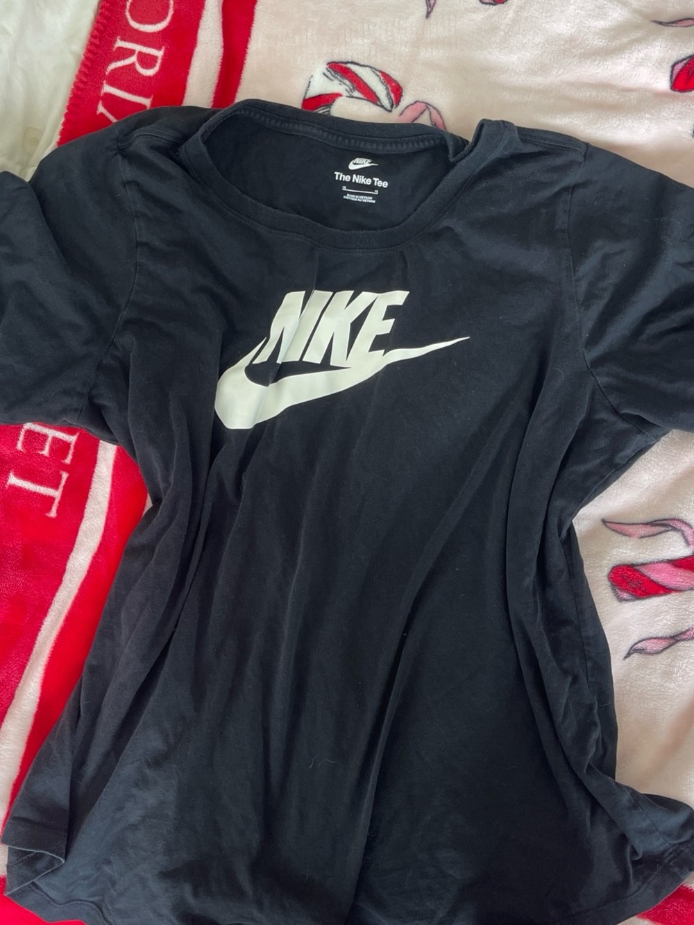 Nike Black Tee with White Logo Print